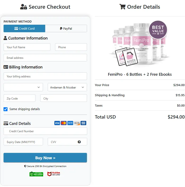 Secure Order Form